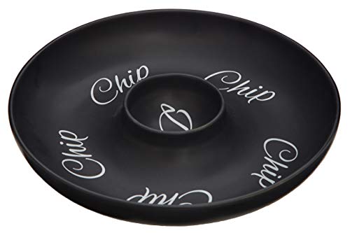 Premier Housewares Mangé Chip & Dip Dish, Mattschwarz, Steinzeug, 31 x 31 x 6 cm, Schwarz