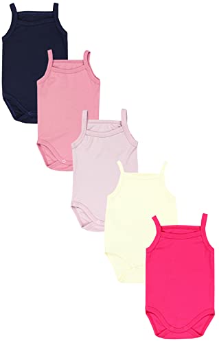 TupTam Baby Mädchen Body Ärmellos Sommer Babybody mit Spaghettiträger 5er Pack, Farbe: Dunkelblau Pink Rosa Puderrosa Ecru, Größe: 92