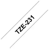 Brother TZE231 TZe-231 P-touch Schriftband (12mm breit, 8m lang, u.a. für Brother PT-H100LB/R, -H105, -E100/VP, -D200/BW/VP, -D210/VP, laminiert) schwarz auf weiß