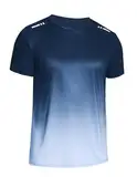 Weardear Sport Tshirts Herren Funktionsshirt Schnelltrocknend Atmungsaktiv Trainingsshirt Kurzarm Laufshirt Farbverlauf Gym T-Shirt Herren Schwarz L