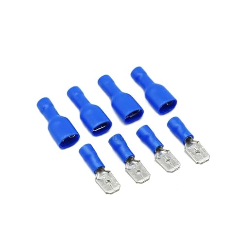 6,3 mm FDFD MDD 2,25–250 Buchse/Stecker, elektrische Verkabelung, isolierter Crimp-Anschluss, Flachstecker, Blau(10PCS(5set))