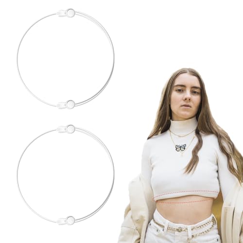BOXOB 2 Stück Elastisches Seil, Verstellbar Tuck Gürtel Kleidungsband Dehnbare Verstellbares Band zum Kürzen Stecken Bauchfreies Oberteil Träger T-Shirt Hemd (Weiß Groß)