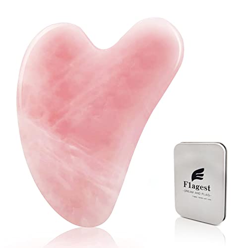 Flagest Gua Sha Gesichtsbehandlung mit Rosenquarz Herzform Guasha Board JKratz-Massage Tool Anti-Falten Werkzeug für Gesichts-Scraping - Heart Shape Jade Trigger Point Treatment on Face