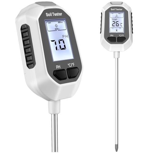 YAMRON ph messgerät Erde, 4-in-1 Digital Plant bodenmessgerät with PH Value/Temperatur/Feuchtigkeit/Licht für Gartenarbeit, Farm, Rasen, Landwirtschaft und Outdoor-Pflanzen