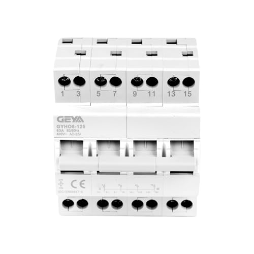 GEYA 4P 63A Dual Power Manual Transfer Switch 35mm Din Rail Mount Trennschalter 400VAC