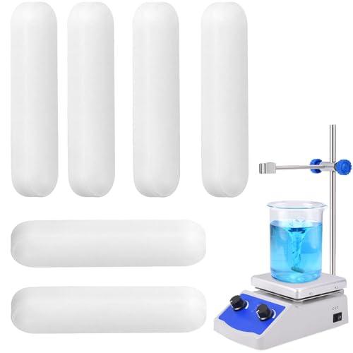 6 Stück Magnetrührstäbchen,Zylindrisch Ptfe-Rührstäbe,30mm Farbe PTFE Rührfische Labor Rührer für Magnetmischer