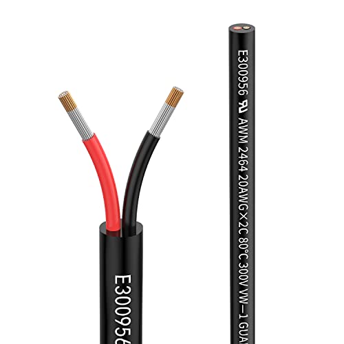 20awg 2×0,5mm² Elektrischer Draht Kabel 2 adrig Verlängerungskabel 5m UL2464 5V/12V/24V/300V Sauerstofffreies mehrlitziges verzinntes Kupferkabel Landschafts Draht Kabel LED Lampen im Automobil