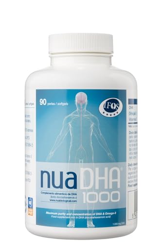 NuaDHA 1000-90 Kapseln Omega-3 Überlegene Reinheit mit 1000 mg DHA, Fischöl und Vitamin E