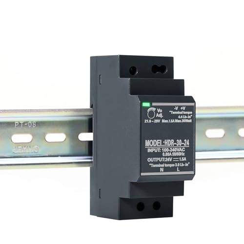 DEWIN Hutschienen Netzteil 24V, Hutschienen Schaltnetzteil DIN Schienen Netzteil Transformator für Industrielle Automatisierungsgeräte 36W 1,5A 24V