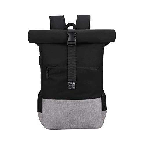 EverVanz Laptop-Rucksack, Reiserucksack, wasserdicht, leicht und lässig, elegante Schultasche mit USB-Ladeanschluss, 1. Schwarz, L, Rucksack Backpacks