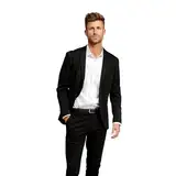 Performance Blazer Herren Schwarz (Größe 54) – Stylischer Slim Fit Herren Stretch Sakko – Stretch Anzugjacke – Bequemer, praktischer Zwei Knopf Sakko für Business & Freizeit