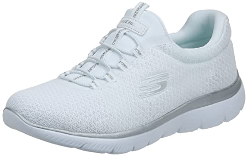 Skechers Damen Summits Sneaker, White Silver, 37.5 EU Weit