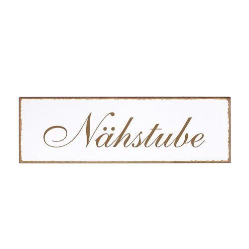 Dekolando Deko Türschild - Nähstube - Schild 150 x 50 mm - Schilder Türschilder Namensschilder Wohnung selbstklebend Holzschild Tür Holzschilder