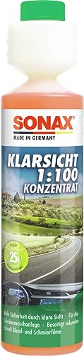 SONAX KlarSicht 1:100 Konzentrat (250 ml) Scheibenwischwasser Konzentrat für die Scheibenwaschanlage im Sommerbetrieb | Art-Nr. 03711410