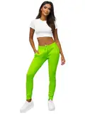 OZONEE Damen Jogginghose Hose Trainingshose Sporthose Freizeithose Motiv Damenhose Fitnesshose Sweathose Sweatpants Joggpants Fußballhose 777/3774S/31 GRÜN-NEON M