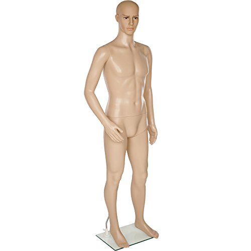 tectake® Schaufensterpuppe, drehbare und bewegliche Puppe lebensgroß, Figuren mit Kopf, Mannequin, Schneiderpuppe, Kleiderpuppe, Aufstellungsfiguren - Herren