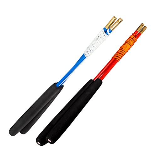 YOSTAR Diabolostäbe 2er Pack, Diabolo Handstäbe für Diabolo Durchmesser Mittel Gr. 5 mit Schnur (Blau + Orange)
