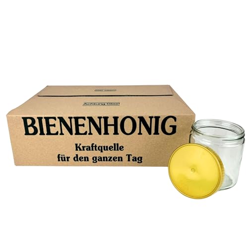 BIENEN SCHMIDT 60 x Neutrales Schraubglas 500g Imkerhonig Honigglas mit goldenem Deckel ohne Etikett Honig Neutralglas (Deckel ohne Prägung)