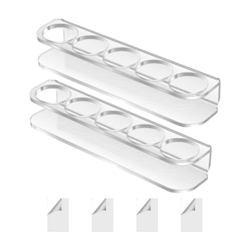 Flaschen-Aufbewahrungsregal – transparente Acrylhalterung | Platzsparend 2er-Pack Rack mit Klebepads, Mehrzweck-Kühlschrank- für Küchenflaschen, Container