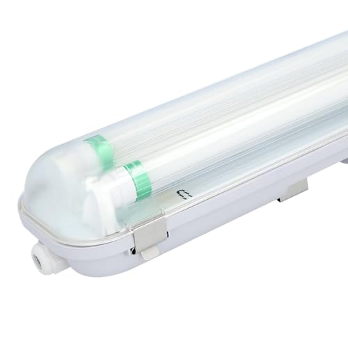 HOFTRONIC - LED-Feuchtraumleuchte 150cm 3000K Warmweiß 60W 9600lm 160lm/W Flimmerfrei Verlinkbar T8 Werkstattlampe IP65 Wasserfest Wannenleuchte Doppel für Garage Keller Büro
