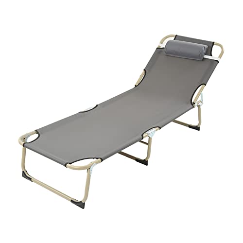 Tragbares Klappbett, leichtes Campingbett mit verstellbarer Rückenlehne für Reisen, drinnen und draußen, Büro, Angeln, Einzelperson, Sonnenliege für Nickerchen und Entspannung (Klappbett)