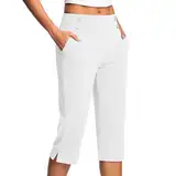 KQIVAM Caprihose Damen Yogahose 3/4-Hosen mit Taschen Bauchkontrolle Workout Arbeitshose Jogginghose Sporthose Frauen Baumwolle Sweatpants Slim Fit Freizeithose Trainingshose