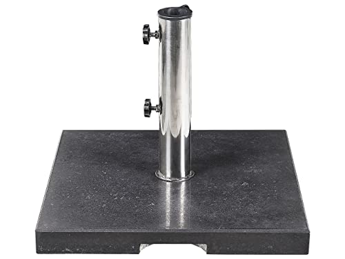 Beliani Sonnenschirmständer Granit/Edelstahl quadratisch schwarz 45 x 45 cm Ceggia