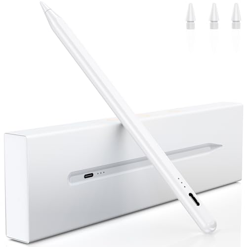 Stift für iPad, (2018-2024) Pencil 2nd Generation für Apple mit Schnellladeleistung Palm Rejection und Neigungssensitivität Stylus für iPad 6-10, für iPad Pro 13''/12,9''/11'', Mini 6/5, Air 5/4/3