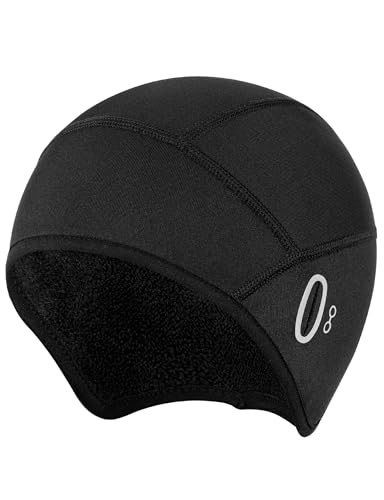 Becellen Helmmütze Kinder, Winter Thermal Fahrradmütze EIN Design mit Brillenloch Warm Winddicht Sportmütze Unisex Schwarz Mütze unter Fahrradhelm für Jungen und Mädchen Outdoor Aktivitäten