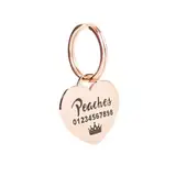 Hundemarke mit Gravur | Personalisiert mit Name, Telefonnummer, Handschrift, Pfote, Herz-Form | ⌀25mm Edelstahl Dog Tag, Namens-Anhänger für Hunde-Halsband, Alpaka | Rosegold