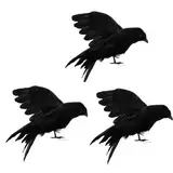 Halloween Krähen Requisite Gespenstische Schwarze Feder Krähe Vogel Halloween Dekoration Halloween Krähen Halloween Schwarze Krähe Dekoration Halloween Decoration（3 Stück,Black-7）