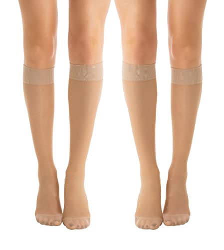 Relaxsan Basic 850P (2 Paare - Hautfarbe 2/M) Kniestrümpfe Damen 22-27 mmhg vorbeugend abgestufter Kompression 140 Den PLUS