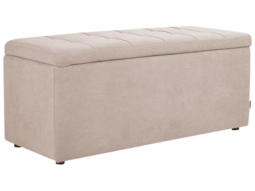 Sitzbank Stoff beige mit Stauraum 100 x 40 cm rechteckig gepolstert Hocker Orem