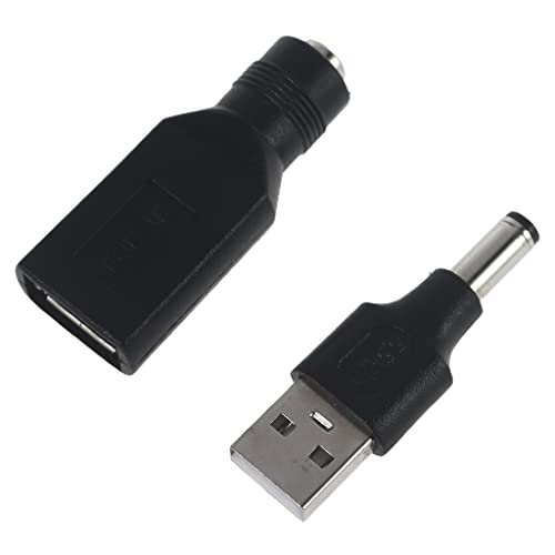 Christol 2 Stück 5 V USB 2.0 Stecker/Buchse auf 5,5 x 2,1 mm Buchse/Stecker Adapter Konverter für Router Mobiltelefon für DC/USB Char