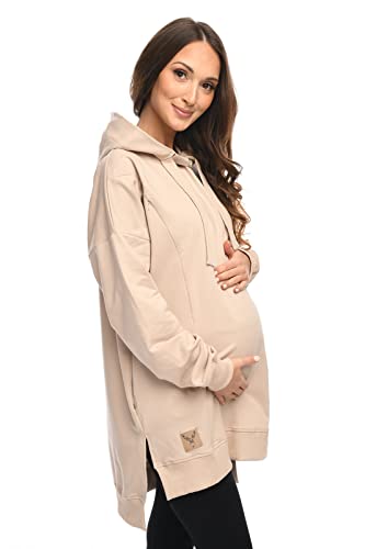 MijaCulture Umstandsmode 2in1 Stillpullover & Umstandspullover Stillpulli Aurelia M011 (S/M, Beige)