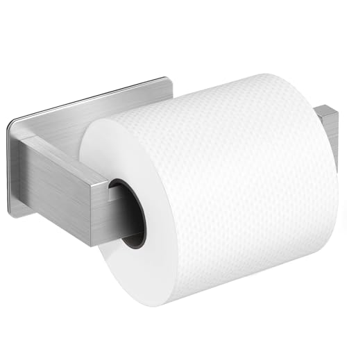 Auxmir Toilettenpapierhalter ohne Bohren, Selbstklebend Klopapierhalter Edelstahl Toilettenpapierhalter Rollenhalter Klorollenhalter WC Halter Papierhalter für Küche Badzimmer Toilette, Silber