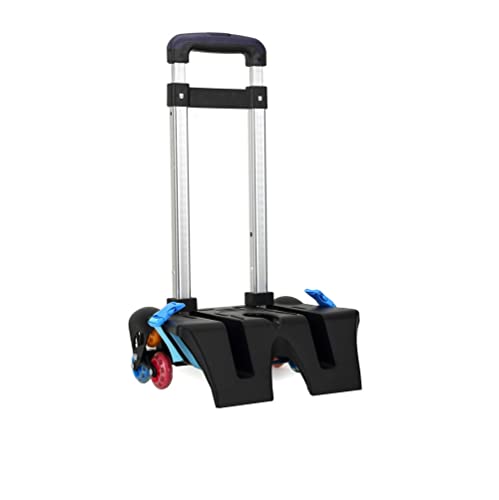 BOUACOUA Rucksack Trolley - Gepäckwagen Rolltrolley Hand Aluminiumlegierung Falttrolley Warenkorb für Rucksack (Blau, 6 Räder)