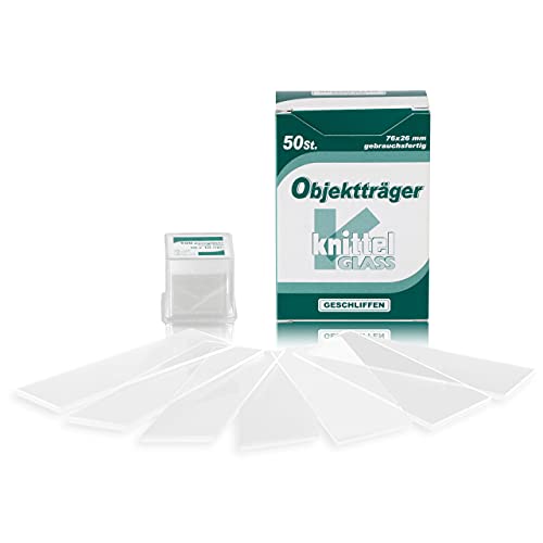Mikroskop Objektträger, Made in Germany, 1A Qualität, 76x26mm (50 Stück) und Deckgläser 18x18mm (100 Stück) mit geschliffenen Kanten, aus hochwertigstem Kalknatron Glas, ISO Zertifiziert