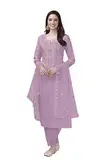 TRENDMALLS Damen Baumwolle Stickerei Salwar Anzug Set Kurta Hose mit Dupatta Kurta Set für Frauen, Helles Violett, Medium