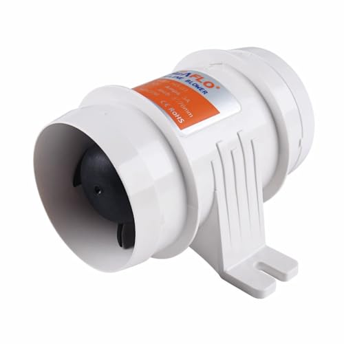 PONTTOR Seaflo In-Line Blower/Luftgebläse/Lüfter, 12V, D 76 mm, 145 CFM für Boote Yacht Wohnwagen Wohnmobil Caravan