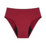 Nahtlose Unterwäsche Damen Rot Taille, Unterwäsche für Frauen, auslaufsichere Menstruationshöschen Baumwolle für die Nacht Hotpants Damen Unterwäsche Rot (Red, L)