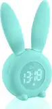 Aoreun wecker kinder, Cute Rabbit Kinderwecker Nachttischlampe-Snooze-Funktion, wecker mit licht Digital, zeitgesteuertes Nachtlicht wecker, Kindertagesgeschenk für Kinder, Jungen, Mädchen - Grün