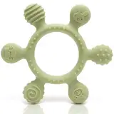 CAJA Beißring Baby Silikon BPA-frei | Zahnungshilfe & Baby Spielzeug | Sensorisches Zahnungsspielzeug für Babys | Leicht greifbar, sicher & ungiftig | Tiermotive & einfache Reinigung (bean green)