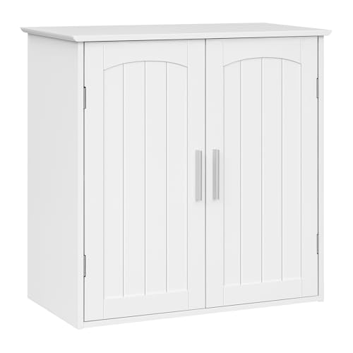 EUGAD Hängeschrank, Badezimmerschrank, Wandschrank mit Verstellbaren Ablagen, Hängeschrank mit Zwei Türen, Küchenschrank, Medizinschrank, Badmöbel, Weiß, 60x30x60 cm