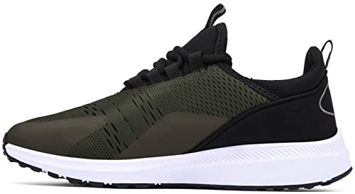 Mesing Sportschuhe Turnschuhe Leichte Atmungsaktiv Hallenschuhe Laufschuhe rutschfeste Mesh Fitness Sneaker für Herren Damen XZ471-ArmyGreen-EU42