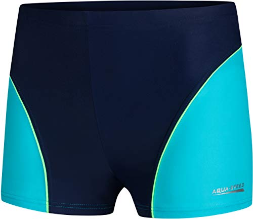 Aqua Speed Badehose für Wassersportler Jungs + gratis eBook | Schwimmhose kurz Sport Wasserball | Wettkampf | Gr. 134 | 42. Blau Turquoise | Leo