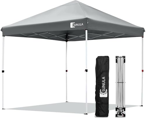 Sunula Pavillon 3x3 Wasserdicht Stabil Winterfest, Faltpavillon 3x3m mit Verdickten Röhren, Partyzelt Pavillion Klappbar für Camping Festival Party, Grau