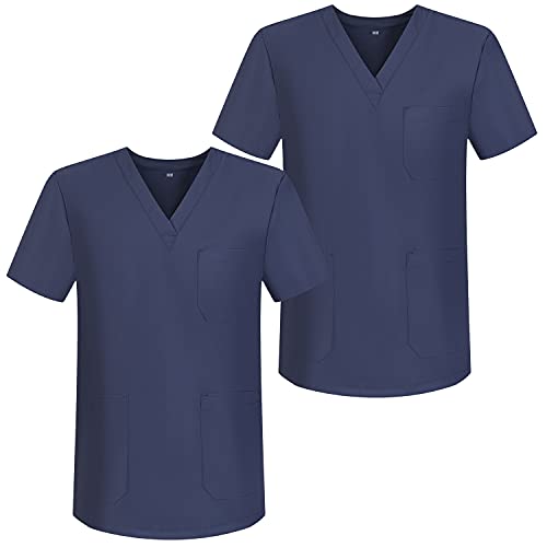 MISEMIYA - Pack*2 - Arbeitskleidung Unisex Spitze Kragen Kurze Medizinische Uniformen Unisex - Ref.817 - Medium, Grau 68