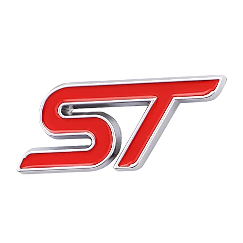 1 Stück 3D Metall ST Aufkleber Autokopf Emblem Abzeichen Chrom Aufkleber für Die meisten Automodelle (rot, silberfarben)