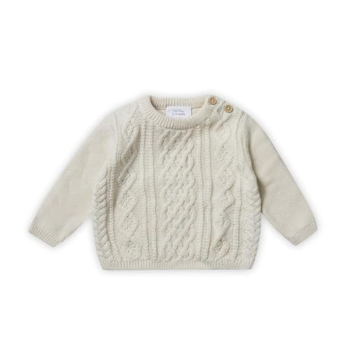 Stellou & friends Strickpullover für Jungen und Mädchen I Hochwertige Baby-Kleidung aus 100% Baumwolle I Gr. 98/104 - Weiß